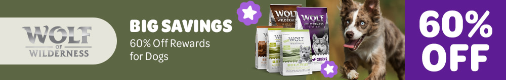 60% off selected wolf of wilderness products in the reward shop