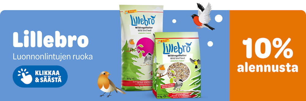 10% alennusta, Lillebro, luonnonlintujen ruoka. Klikkaa & säästä.