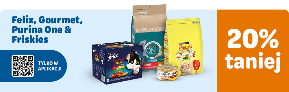 20% rabatu na produkty Gourmet, Felix, Dog Chow, Purina One i inne