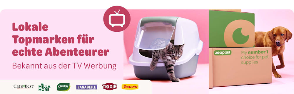 Lokale Topmarken für echte Abenteurer. Bekannt aus der TV Werbung. Cat's Best, Millamore, Chipsi, Sanabelle, Trixie & Josera.