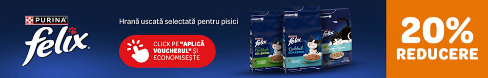 Felix, hrană uscată selectată pentru pisici. 20% reducere. Click pe "Aplică voucherul și economisește"