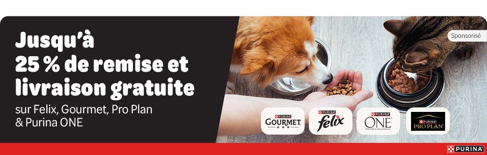 Jusqu’à 25 % de réduction et livraison gratuite : profitez de remises sur Felix, Gourmet, Pro Plan et Purina ONE