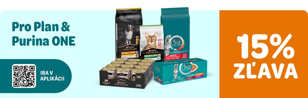 Pro Plan a Purina One 15% zľava Iba v aplikácii
