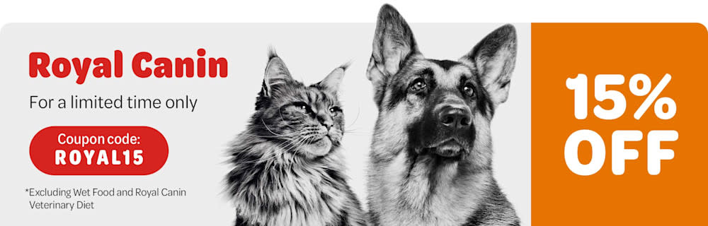 15% off Royal Canin Cat & Dog Dry Food. Coupon code - ROYAL15