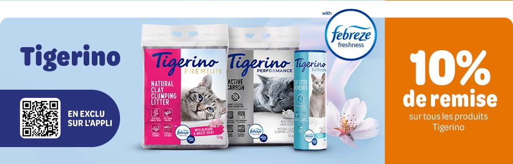 10% de remise sur Tigerino sur l'appli