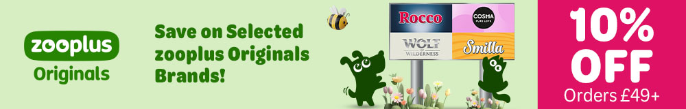 10% off Selected zooplus Originals Brands: spend £49+ and use the coupon code '10OFF'