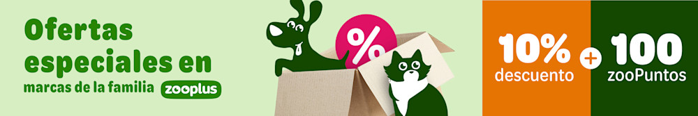 10 % de descuento en marcas seleccionadas de la familia zooplus + 100 zooPuntos