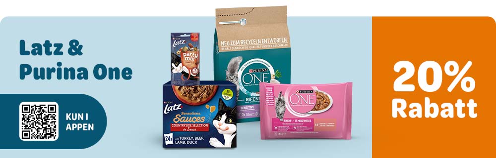 20% rabatt på Gourmet og Purina One