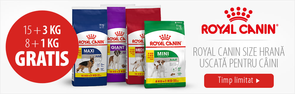 15 + 3 kg sau 8 + 1 kg gratis! Royal Canin Size hrană uscată