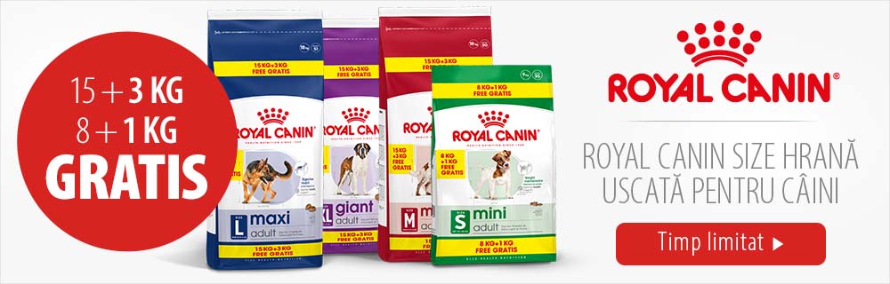 15 + 3 kg sau 8 + 1 kg gratis! Royal Canin Size hrană uscată