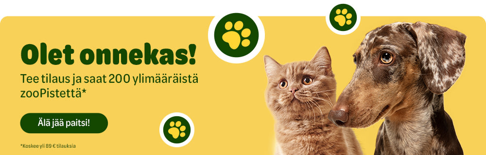 Olet onnekas! Tee tilaus ja saat 200 ylimääräistä zooPistettä. Älä jää paitsi! Koskee yli 89€ tilauksia.