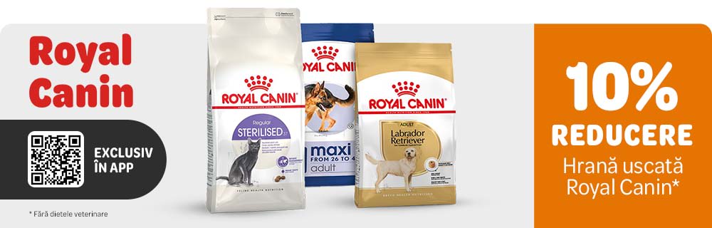 10% reducere la toate produsele* Royal Canin. Exclusiv în APP!