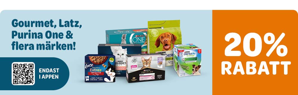 20% rabatt på utvalda märken med zooplus-appen