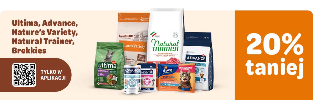 20% rabatu na produkty Ultima, Advance, Nature’s Variety, Natural Trainer, Brekkies, Advance Veterinary Diets oraz Libra!