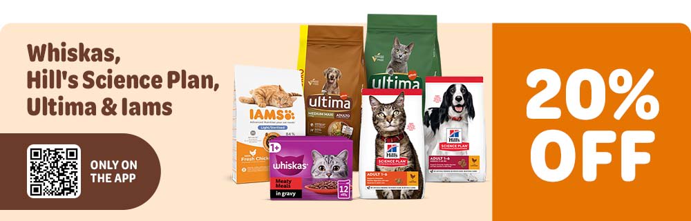 20% off Whiskas Wet Food, Hill's Science Plan, Ultima & IAMs: only on the app