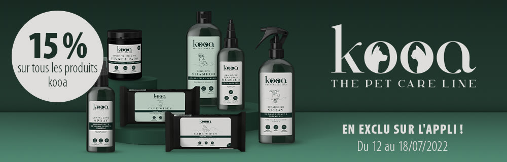 15% de remise sur la marque kooa avec l'appli zooplus