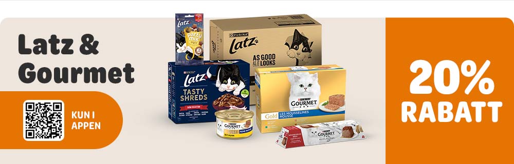 20% rabatt på Gourmet og Latz