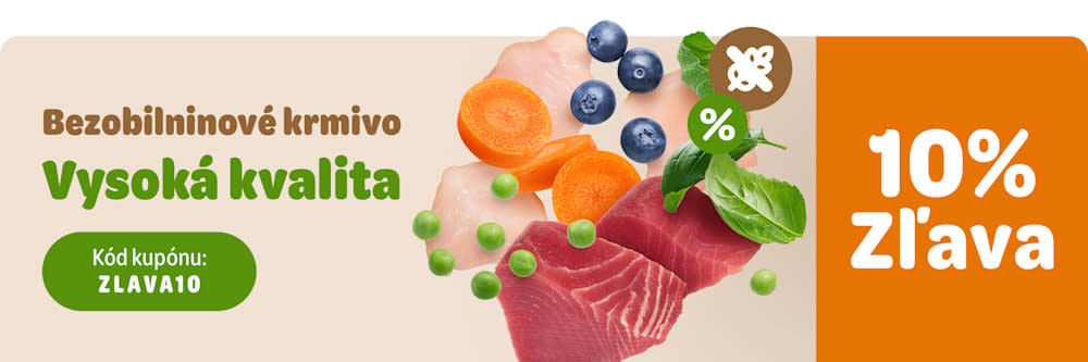 Bezobilninové krmivo. Vysoká kvalita, zľava 10 %. Kód kupónu: ZLAVA10