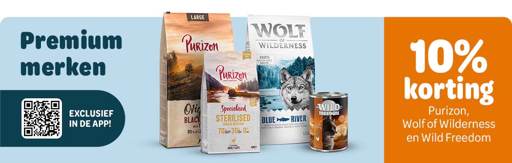 10% korting op Purizon, Wolf of Wilderness & Wild Freedom via de app!