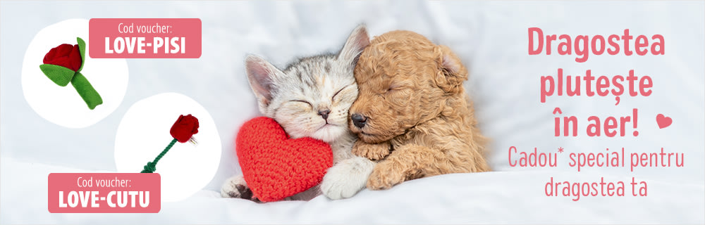 Arată-i iubire din plin! Aplică codul LOVE-PISI sau LOVE-CUTU la comanda ta de min. 169 lei ❤️ 🌹
