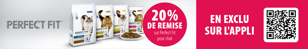 - 20 % sur la nourriture Perfect Fit sur l'appli zooplus !