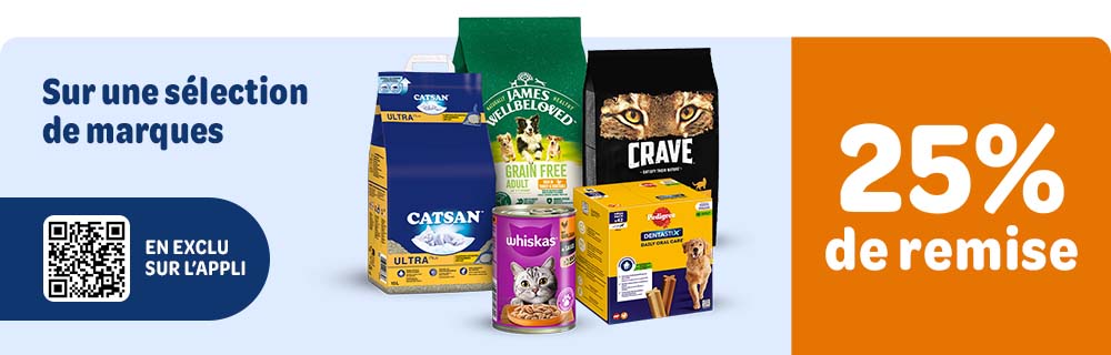 25 % de remise en exclu sur l'appli Whiskas, Pedigree, James Wellbeloved, Crave, Catsan
