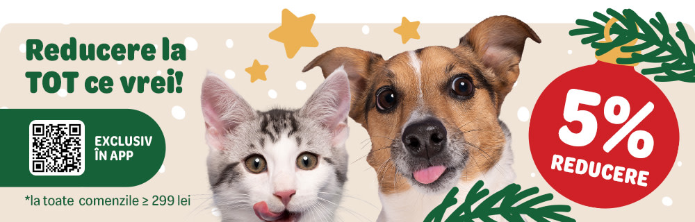 5% reducere la tot ce vrei la toate comenzile ≥ 299 lei. Exclusiv in App