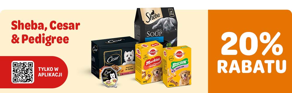 20% rabatu na produkty Pedigree, Sheba, Cesar