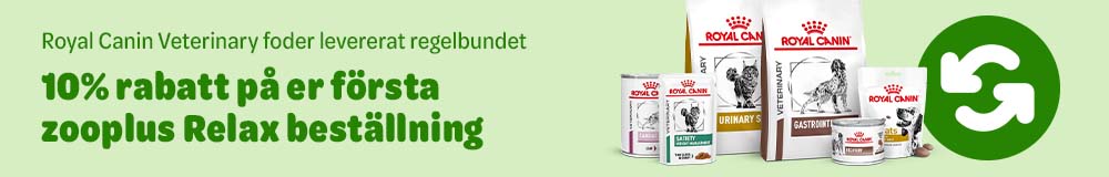 Royal Canin Veterinary foder levererat regelbundet. 10% rabatt på er första zooplus Relax beställning.