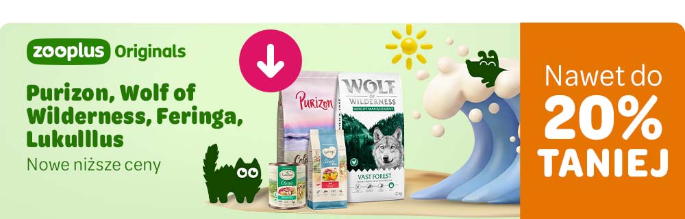 zooplus Originals Purizon, Wolf of Wilderness, Feringa, Lukullus w nowych niższych cenach. Nawet do 20% TANIEJ