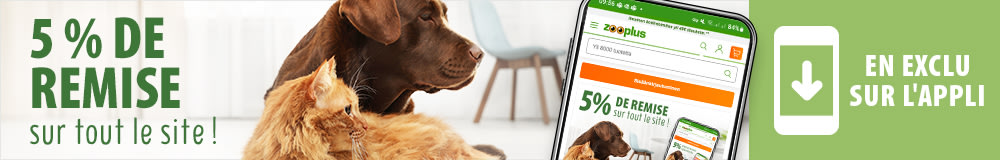 5 % de remise sur tout le site sur l'appli zooplus !