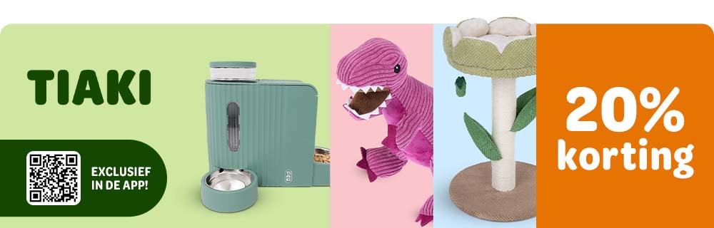 20% korting op alle TIAKI producten in de APP!
