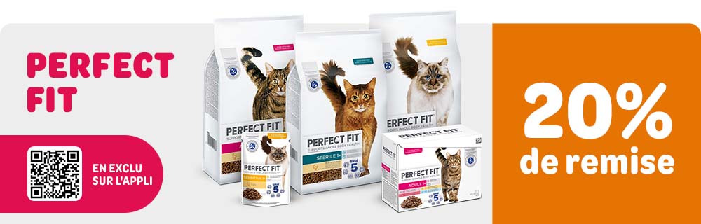 20 % de remise sur Perfect Fit sur l'appli zooplus