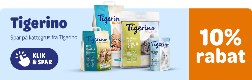 Spar 10% på kattegrus fra Tigerino