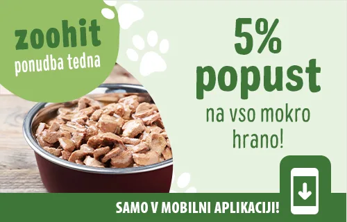 5% popust na vso mokro hrano v naši mobilni aplikaciji!
