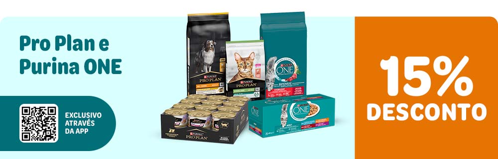 15 % de desconto em Purina Pro Plan e Purina ONE através da App zooplus