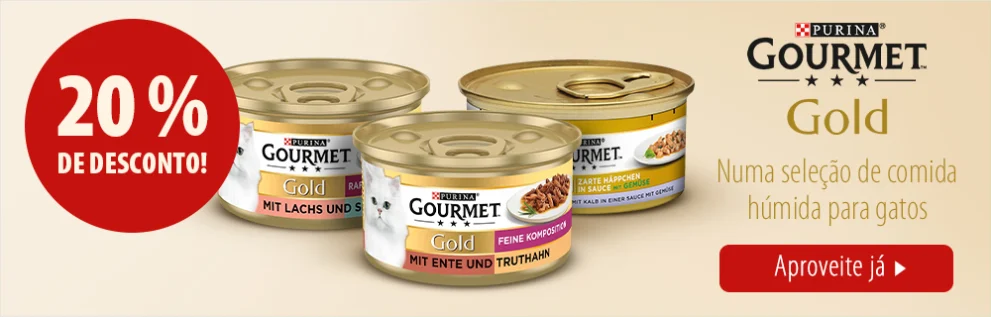 20 % de desconto numa seleção de Gourmet Gold para gato