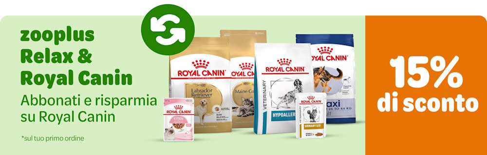 15% di sconto sul tuo primo ordine Royal Canin, abbonandoti a zooplus Relax.