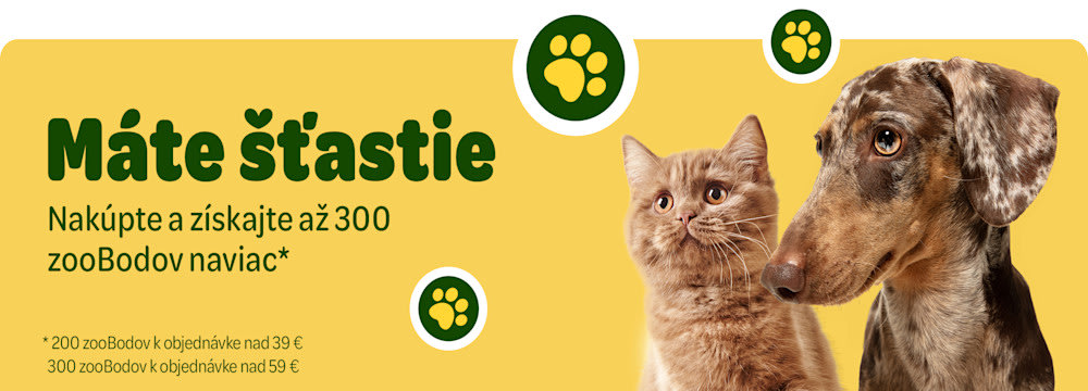 Máte šťastie! Nakúpte a získajte až 300 zooBodov naviac* 200 zooBodov k objednávke nad 39€ a 300 zooBodov k objednávke nad 59€