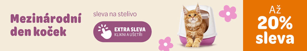 Mezinárodní den koček - sleva na stelivo. Extra sleva, klikni a ušetři. Až 20 % sleva