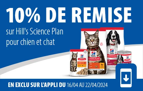 10 % de remise sur Hill's avec l'appli