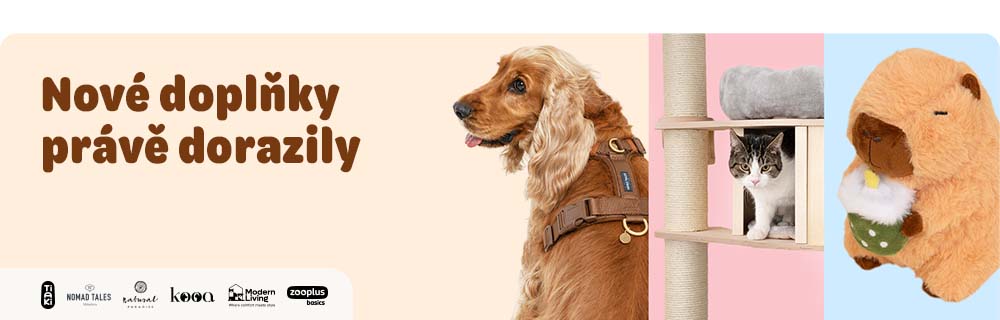 Nové doplňky právě dorazily. Až 20% sleva. Extra sleva - klikni a ušetři. Tiaki, Nomad Tales, Natural Paradise, Kooa, Modern Living, zooplus Basics