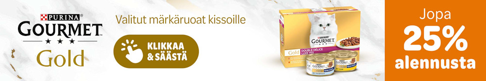 Jopa 25% alennusta valituista Gourmet kissan märkäruoista. Klikkaa ja säästä.