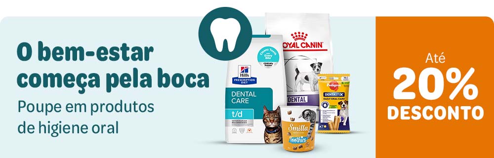Até 20 % de desconto em produtos de higiene oral para o seu animal de estimação