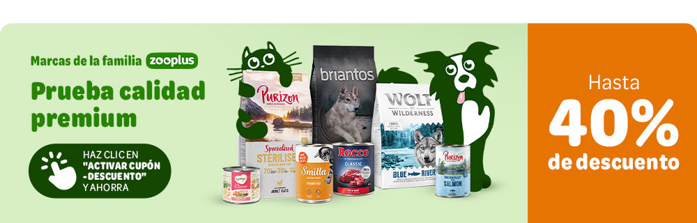 Hasta 40 % de descuento extra en marcas seleccionadas de la familia zooplus