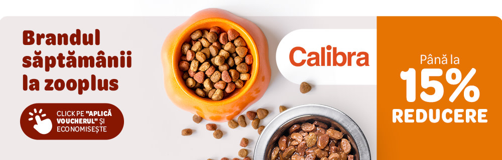 Calibra - Brandul săptămânii la zooplus. Până la 15% reducere. Click pe "Aplică voucherul și economisește."