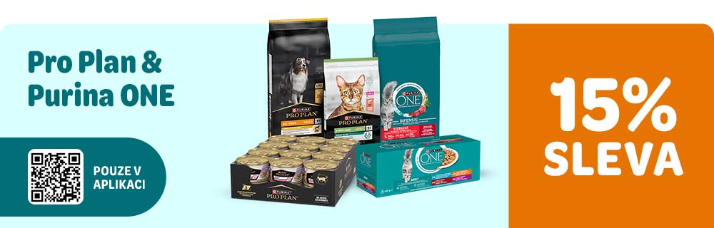 Pro Plan a Purina ONE 15% sleva Pouze v aplikaci