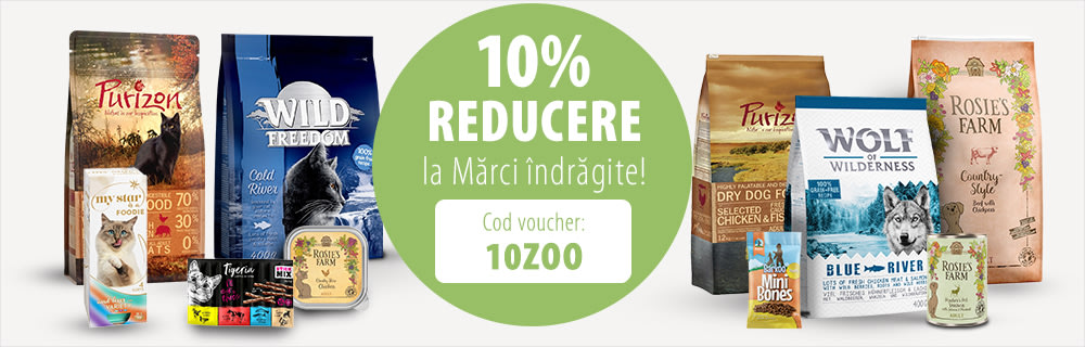 Ai -10% reducere la Mărci îndrăgite! Wolf of Wilderness, Purizon & multe altele 🐶🐱