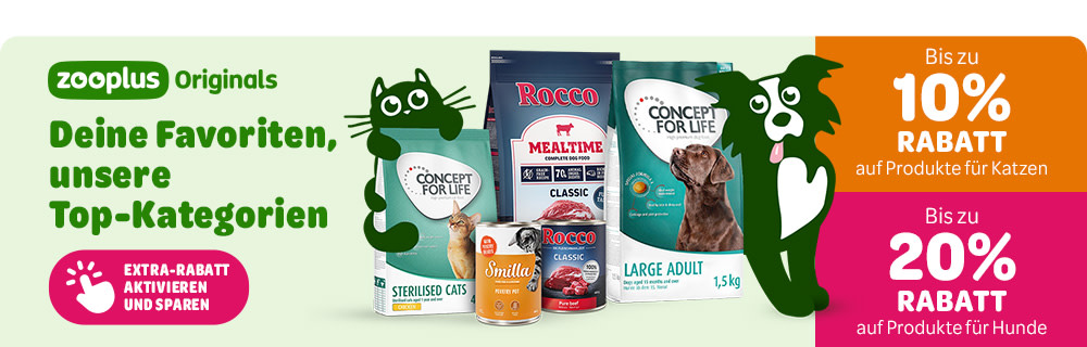 Bis zu 20% Rabatt auf zooplus Originals. Deine Favoriten, unsere Top-Kategorien.