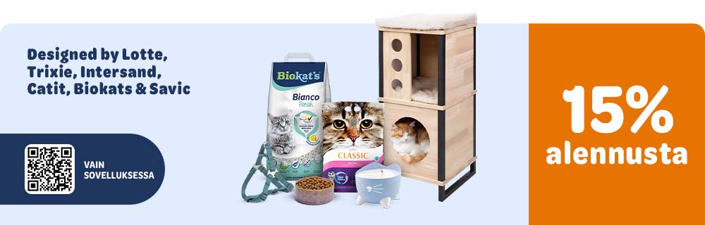 Designed by Lotte, Trixie, Intersand, Catit, Biokats & Savic. 15% alennusta. Vain sovelluksessa.